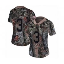 Women's Carolina Panthers #3 Will Grier Camo Rush Realtree Limited Football Jersey