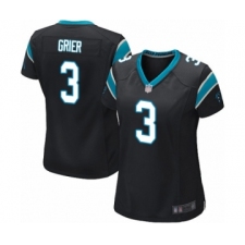 Women's Carolina Panthers #3 Will Grier Game Black Team Color Football Jersey