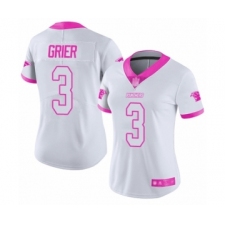 Women's Carolina Panthers #3 Will Grier Limited White Pink Rush Fashion Football Jersey