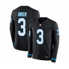 Youth Carolina Panthers #3 Will Grier Limited Black Therma Long Sleeve Football Jersey