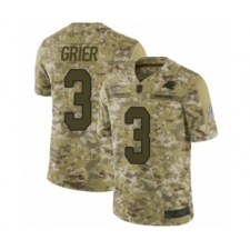 Youth Carolina Panthers #3 Will Grier Limited Camo 2018 Salute to Service Football Jersey