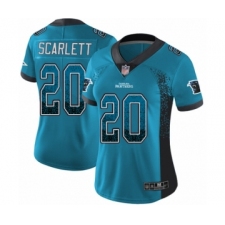 Women's Carolina Panthers #20 Jordan Scarlett Limited Blue Rush Drift Fashion Football Jersey