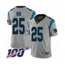 Youth Carolina Panthers #25 Eric Reid Silver Inverted Legend Limited 100th Season Football Jersey