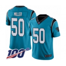 Men's Carolina Panthers #50 Christian Miller Blue Alternate Vapor Untouchable Limited Player 100th Season Football Jersey