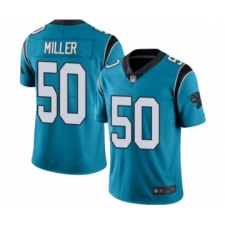 Men's Carolina Panthers #50 Christian Miller Limited Blue Rush Vapor Untouchable Football Jersey
