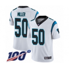 Men's Carolina Panthers #50 Christian Miller White Vapor Untouchable Limited Player 100th Season Football Jersey