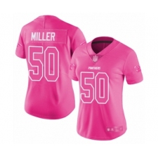 Women's Carolina Panthers #50 Christian Miller Limited Pink Rush Fashion Football Jersey