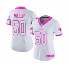 Women's Carolina Panthers #50 Christian Miller Limited White Pink Rush Fashion Football Jersey