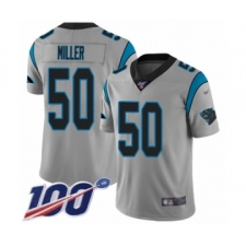 Youth Carolina Panthers #50 Christian Miller Silver Inverted Legend Limited 100th Season Football Jersey