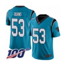 Men's Carolina Panthers #53 Brian Burns Limited Blue Rush Vapor Untouchable 100th Season Football Jersey