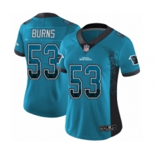 Women's Carolina Panthers #53 Brian Burns Limited Blue Rush Drift Fashion Football Jersey