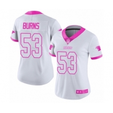 Women's Carolina Panthers #53 Brian Burns Limited White Pink Rush Fashion Football Jersey