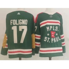 Men Minnesota Wild 17 Foligno Green Classic Edition 2022 Adidas NHL Jersey