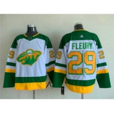 Men's Minnesota Wild #29 Marc-Andre Fleury White Green Stitched Jersey