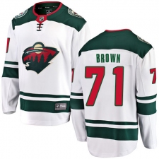 Youth Minnesota Wild #71 J T  Brown Authentic White Away Fanatics Branded Breakaway NHL Jersey