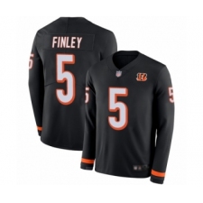 Men's Cincinnati Bengals #5 Ryan Finley Limited Black Therma Long Sleeve Football Jersey