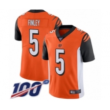 Men's Cincinnati Bengals #5 Ryan Finley Orange Alternate Vapor Untouchable Limited Player 100th Season Football Jersey