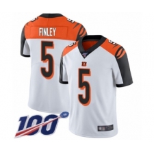 Men's Cincinnati Bengals #5 Ryan Finley White Vapor Untouchable Limited Player 100th Season Football Jersey