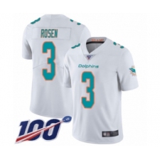 Men's Miami Dolphins #3 Josh Rosen White Vapor Untouchable Limited Player 100th Season Football Jersey