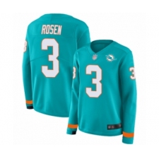 Women's Miami Dolphins #3 Josh Rosen Limited Aqua Therma Long Sleeve Football Jersey