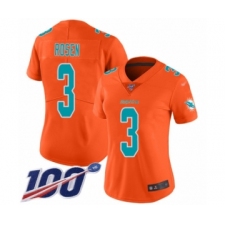 Women's Miami Dolphins #3 Josh Rosen Limited Orange Inverted Legend 100th Season Football Jersey