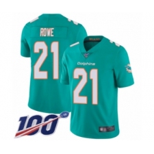 Men's Miami Dolphins #21 Eric Rowe Aqua Green Team Color Vapor Untouchable Limited Player 100th Season Football Jersey