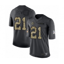 Men's Miami Dolphins #21 Eric Rowe Limited Black 2016 Salute to Service Football Jersey