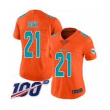 Women's Miami Dolphins #21 Eric Rowe Limited Orange Inverted Legend 100th Season Football Jersey