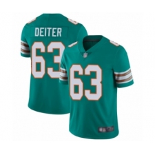 Men's Miami Dolphins #63 Michael Deiter Aqua Green Alternate Vapor Untouchable Limited Player Football Jersey