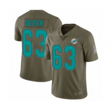 Men's Miami Dolphins #63 Michael Deiter Limited Olive 2017 Salute to Service Football Jersey