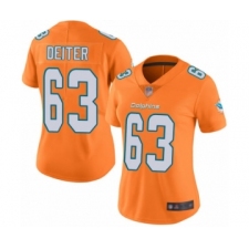 Women's Miami Dolphins #63 Michael Deiter Limited Orange Rush Vapor Untouchable Football Jersey
