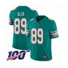 Men's Miami Dolphins #89 Dwayne Allen Aqua Green Alternate Vapor Untouchable Limited Player 100th Season Football Jersey