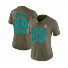 Women's Miami Dolphins #89 Dwayne Allen Limited Olive 2017 Salute to Service Football Jersey