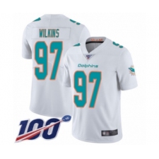 Men's Miami Dolphins #97 Christian Wilkins White Vapor Untouchable Limited Player 100th Season Football Jersey
