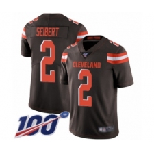 Men's Cleveland Browns #2 Austin Seibert Brown Team Color Vapor Untouchable Limited Player 100th Season Football Jersey