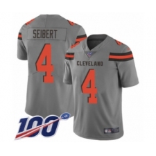 Men's Cleveland Browns #4 Austin Seibert Limited Gray Inverted Legend 100th Season Football Jersey