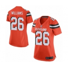 Women's Cleveland Browns #26 Greedy Williams Game Orange Alternate Football Jersey