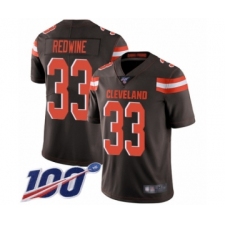 Men's Cleveland Browns #33 Sheldrick Redwine Brown Team Color Vapor Untouchable Limited Player 100th Season Football Jersey
