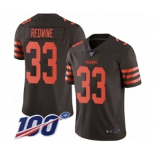 Men's Cleveland Browns #33 Sheldrick Redwine Limited Brown Rush Vapor Untouchable 100th Season Football Jersey