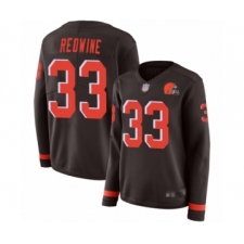 Women's Cleveland Browns #33 Sheldrick Redwine Limited Brown Therma Long Sleeve Football Jersey