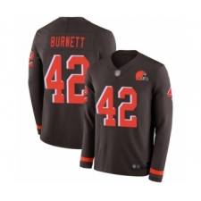 Men's Cleveland Browns #42 Morgan Burnett Limited Brown Therma Long Sleeve Football Jersey