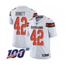 Men's Cleveland Browns #42 Morgan Burnett White Vapor Untouchable Limited Player 100th Season Football Jersey