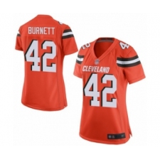 Women's Cleveland Browns #42 Morgan Burnett Game Orange Alternate Football Jersey