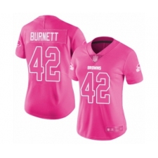 Women's Cleveland Browns #42 Morgan Burnett Limited Pink Rush Fashion Football Jersey