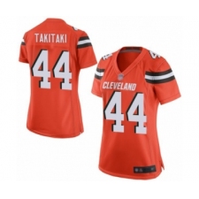 Women's Cleveland Browns #44 Sione Takitaki Game Orange Alternate Football Jersey