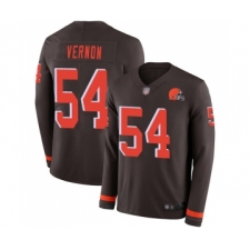 Youth Cleveland Browns #54 Olivier Vernon Limited Brown Therma Long Sleeve Football Jersey
