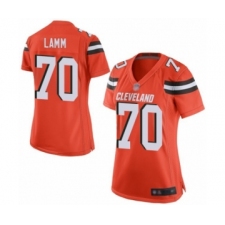 Women's Cleveland Browns #70 Kendall Lamm Game Orange Alternate Football Jersey