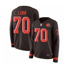 Women's Cleveland Browns #70 Kendall Lamm Limited Brown Therma Long Sleeve Football Jersey