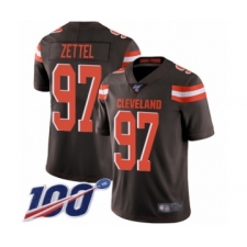 Men's Cleveland Browns #97 Anthony Zettel Brown Team Color Vapor Untouchable Limited Player 100th Season Football Jersey