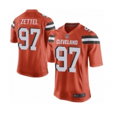Men's Cleveland Browns #97 Anthony Zettel Game Orange Alternate Football Jersey